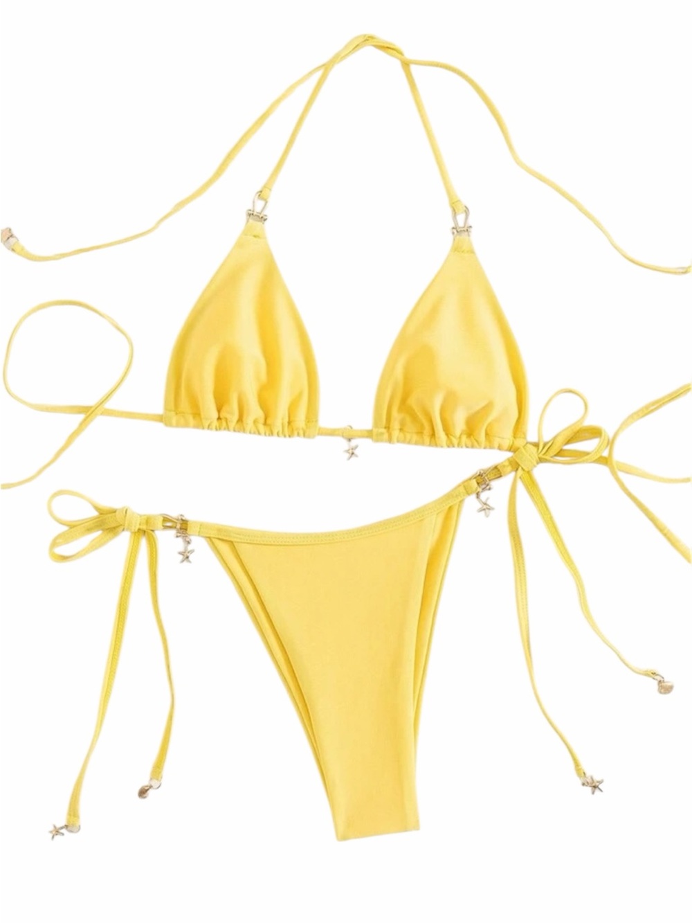 Shein yellow bikini set with gold charms